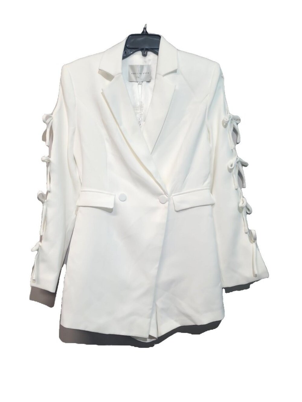 Endless Rose Bow Detailed Romper Size M White NWT Long Sleeve